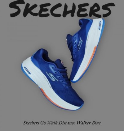 Skecher S Go Walk Distance Walker Blue Sneakers