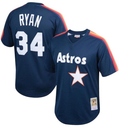 Houston Astros Nolan Ryan Navy 1988 Throwback Mesh Pullover Jersey