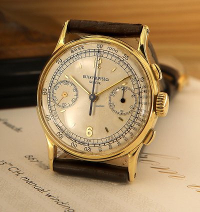 Patek Philippe Chronograph Rare Vintage Chronograph Ref 130 18kt Yellow Gold From 1947