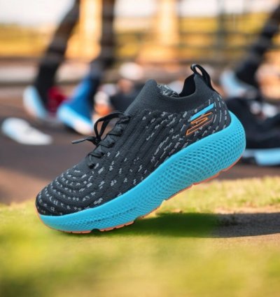 Skechers Max Road Hyper Burst Black Blue Sneakers