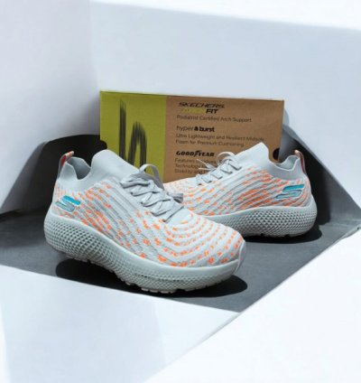 Skechers Max Road Hyper Burst Grey Orange Sneakers