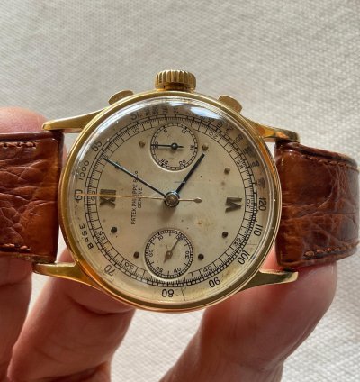 Patek Philippe Chronograph Ref 130 Raro Por Tener Agujas Negras Habitualmente De Oro