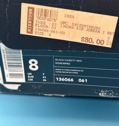 Air Jordan 1 Retro 2001 Bred M8 W9 5