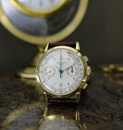 Patek Philippe Chronograph Vintage Chronograph 18kt Yellow Gold Spider Lugs Ref 1579 From Year 1953