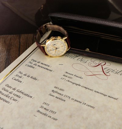 Patek Philippe Chronograph Vintage Chronograph 18kt Yellow Gold Spider Lugs Ref 1579 From Year 1953
