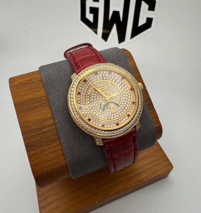 Patek Philippe Complications 4968-400r Rose Gold Pave Diamond Moonphase Ruby 33 3mm Manual