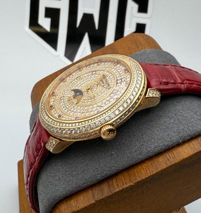 Patek Philippe Complications 4968-400r Rose Gold Pave Diamond Moonphase Ruby 33 3mm Manual