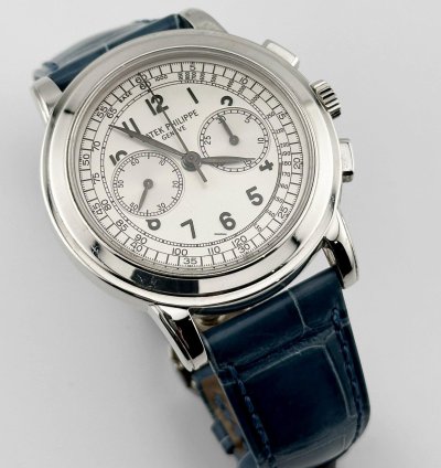 Patek Philippe Complications 5070g-001 Annual Calendar Chronograph White Gold Silver Dial 2003