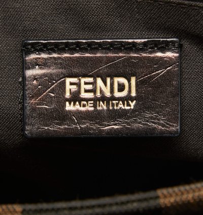Fendi Black Stripe Embossed Leather Large Claudia Shoulder Bag
