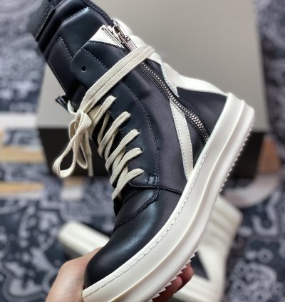 Rick Owens Rick Owens 23 Leather High Sneakersblackmilk Dark High