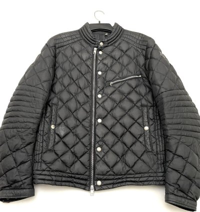 Moncler Vulpie Down Biker Jacket Men Black Quilted Weatherproof Motorcycle