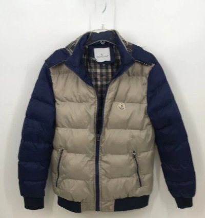 Moncler Youth Beige Navy Blue Puffer Jacket 2xl