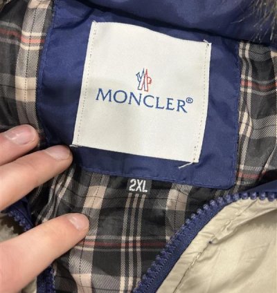 Moncler Youth Beige Navy Blue Puffer Jacket 2xl