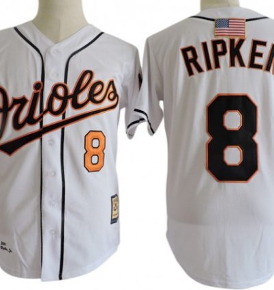 Baltimore Orioles 8 Cal Ripken White 2001 Throwback Jersey
