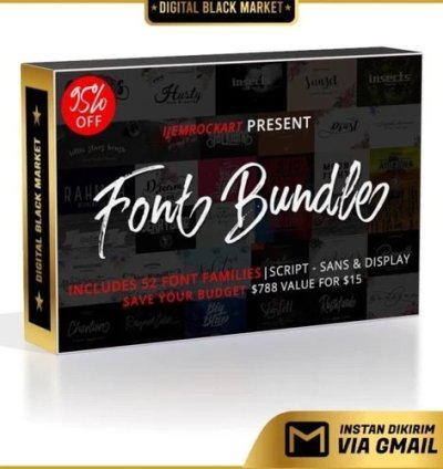 52 Font Bundle Premium Ter-baru
