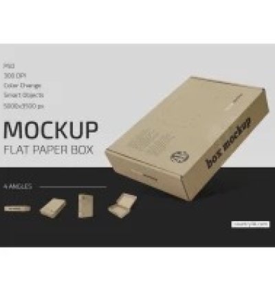 Flat Paper Box Mockup Set