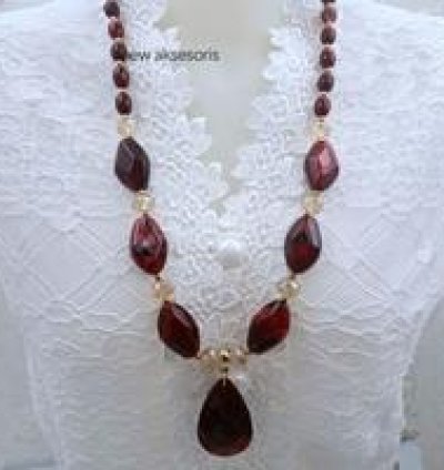 Womens Ethnic Necklace Stone Model Elegant Long Acrylic Fashion Accessories