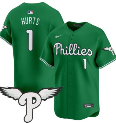Jalen Hurts Jersey 1 Philadelphia Phillies 2025 Vapor Premier Limited Stitched Green