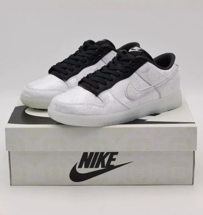 Clot Fragment Nike Dunk Low White Black