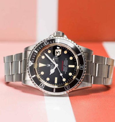 Rolex Submariner Date Vintage 1973 Red Submariner Date Feet First Mark Dial Stainless Steel 40mm 1680