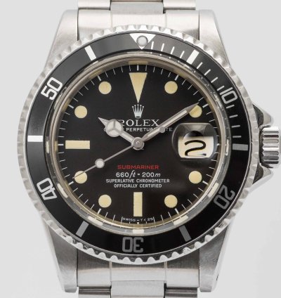 Rolex Submariner Date Vintage 1973 Red Submariner Date Feet First Mark Dial Stainless Steel 40mm 1680