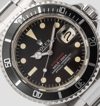Rolex Submariner Date Vintage 1973 Red Submariner Date Feet First Mark Dial Stainless Steel 40mm 1680