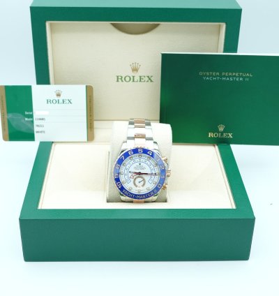 Rolex Yacht-master Ii 116681 Yacht-master Ii 44 Mm White Dial Blue Ceramic Bezel Complete Set 2016