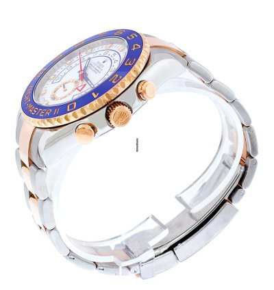 Rolex Yacht-master Ii 44mm Everose Gold Steel White Dial Blue Bezel 116681