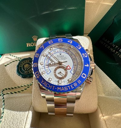 Rolex Yacht-master Ii New 2023 Two Tone Rose Gold Blue Ceramic Bezel 44mm Oyster Bracelet