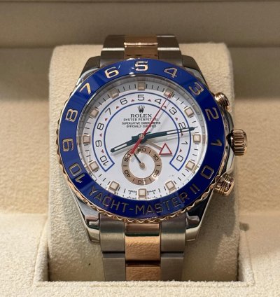 Rolex Yacht-master Ii Steel Yacht-master Ii 44 Watch - White Dial - Two Toned Rose Gold