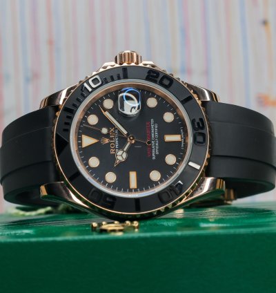 Rolex Yacht-master 40 40mm 116655 Excellent Condition 18k Rose Gold Matte Black Mens Watch Box