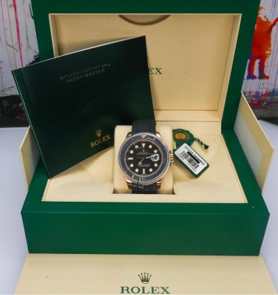 Rolex Yacht-master 40 40mm 116655 Excellent Condition 18k Rose Gold Matte Black Mens Watch Box