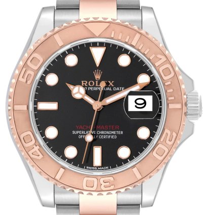 Rolex Yacht-master 40 Rose Gold Steel Black Dial Mens Watch 116621