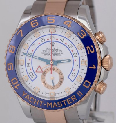 Rolex Yacht-master Ii 44mm 18k Rose Gold Stainless Steel Regatta Watch 116681