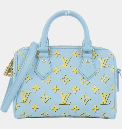 Louis Vuitton Baby Blue Leather Speedy Bandouliere Boston Bag