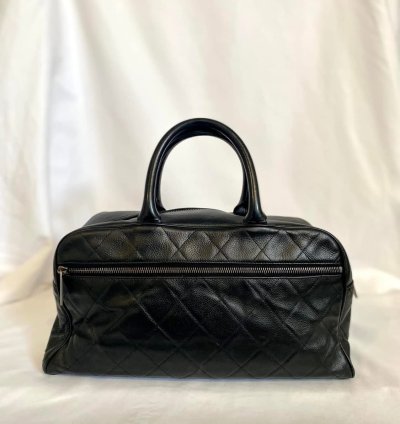 Black Chanel Lambskin Bowling Bag Duffle