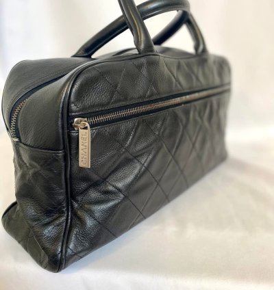 Black Chanel Lambskin Bowling Bag Duffle