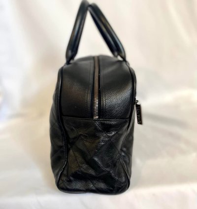 Black Chanel Lambskin Bowling Bag Duffle