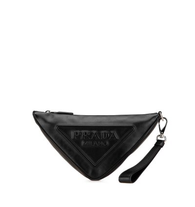 Black Grace Lux Triangle Logo Embossed Triangle Wristlet Pouch