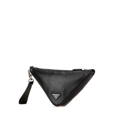 Black Grace Lux Triangle Logo Embossed Triangle Wristlet Pouch