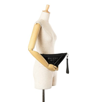 Black Grace Lux Triangle Logo Embossed Triangle Wristlet Pouch