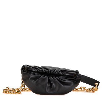 Black Lambskin Belt Chain Pouch