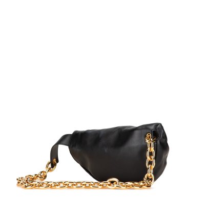Black Lambskin Belt Chain Pouch