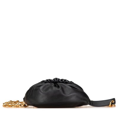 Black Lambskin Belt Chain Pouch