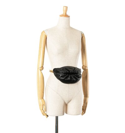Black Lambskin Belt Chain Pouch