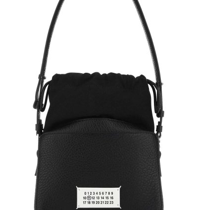Black Leather And Fabric 5ac Bucket Bag