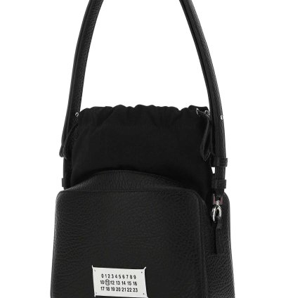 Black Leather And Fabric 5ac Bucket Bag