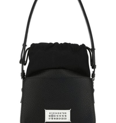Black Leather And Fabric 5ac Bucket Bag