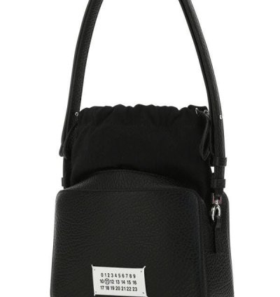 Black Leather And Fabric 5ac Bucket Bag