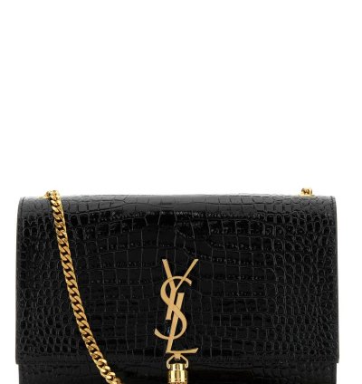 Black Leather Medium Kate Crossbody Bag